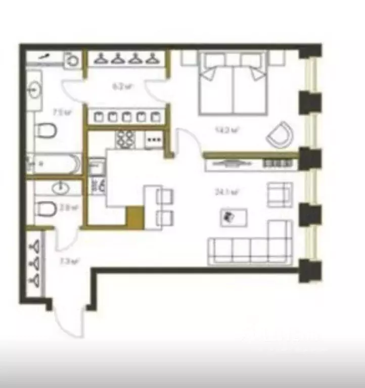 2-к кв. Санкт-Петербург аллея Академика Лихачева, 7 (62.0 м) - Фото 1