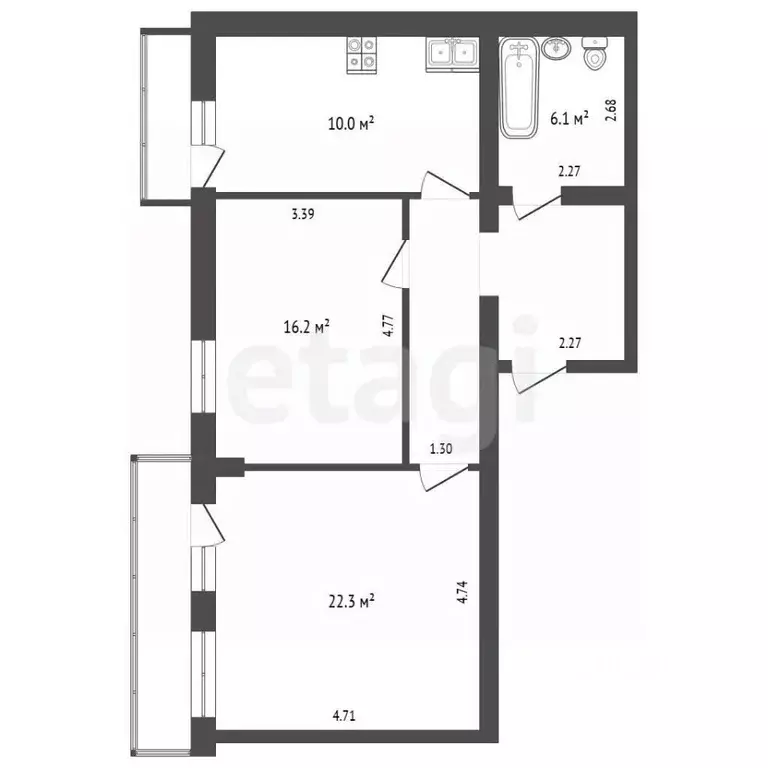 Студия Москва Нагорная ул., 7А (69.5 м) - Фото 2