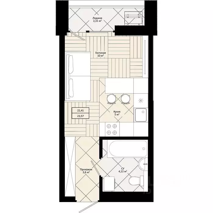 1-к кв. Приморский край, Уссурийск  (23.57 м) - Фото 1