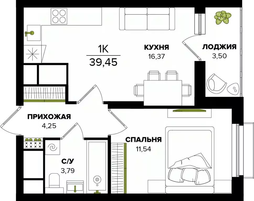 1-к кв. Тульская область, Тула  (39.45 м) - Фото 0