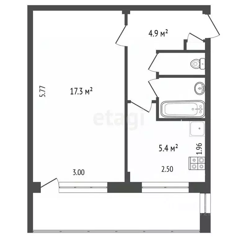 1-к кв. Архангельская область, Архангельск Дачная ул., 51к1 (31.1 м) - Фото 2