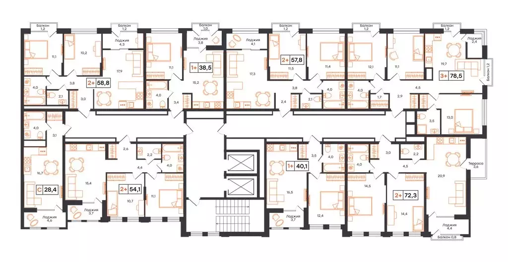 2-комнатная квартира: Тюмень, ЖК UNO (58.8 м) - Фото 2