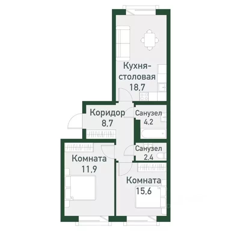 2-к кв. Челябинская область, Челябинский городской округ, пос. ... - Фото 1