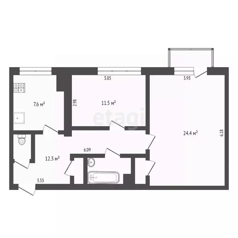 2-к кв. Москва Кооперативная ул., 4К11 (61.6 м) - Фото 1