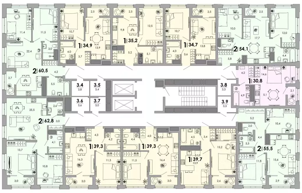 1-к кв. Владимирская область, Владимир Уно жилой комплекс (39.27 м) - Фото 2