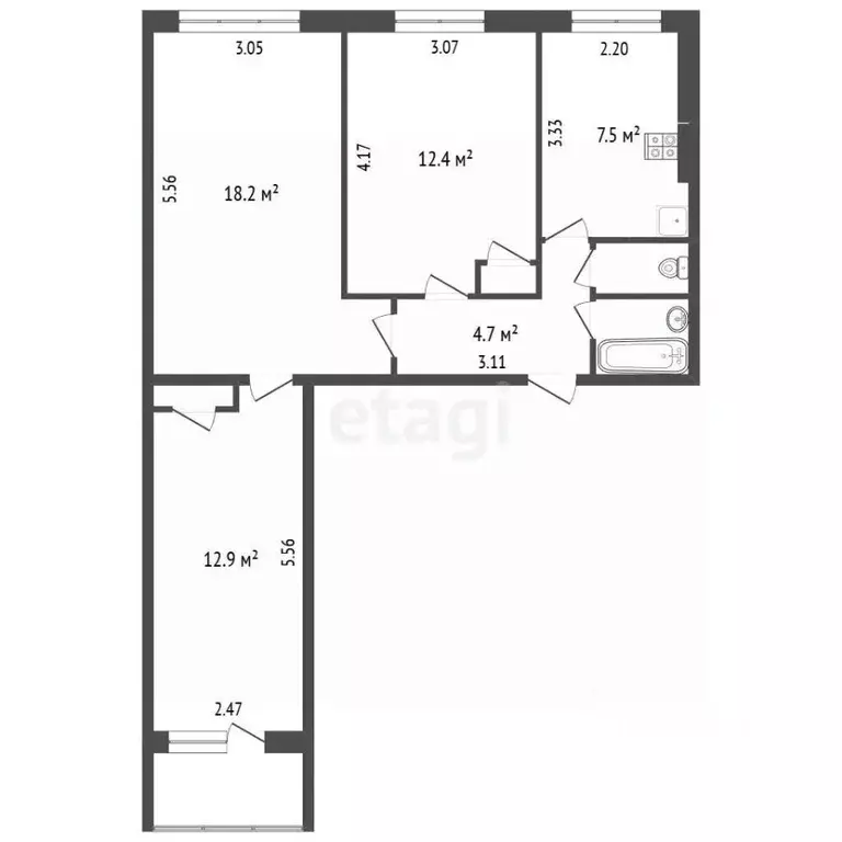 3-к кв. Пермский край, Пермь Коломенская ул., 19 (60.9 м) - Фото 2