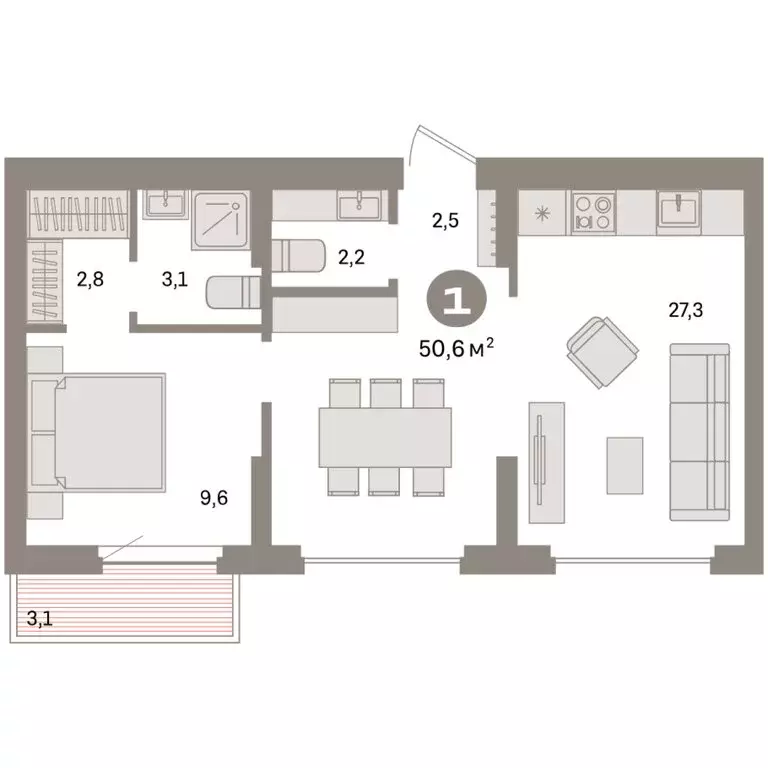 1-комнатная квартира: Екатеринбург, жилой район Сортировочный, ... - Фото 2