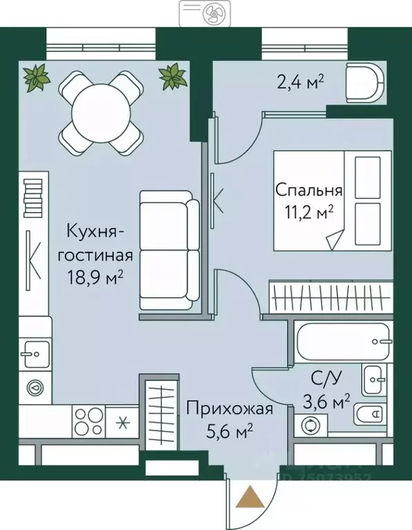 1-к кв. Волгоградская область, Волгоград Новосибирская ул., 74с1 (41.7 ... - Фото 0
