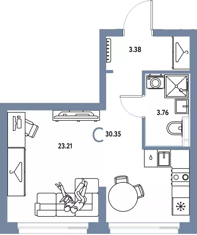 Студия Свердловская область, Екатеринбург ул. Шефская, 28А (30.35 м) - Фото 1