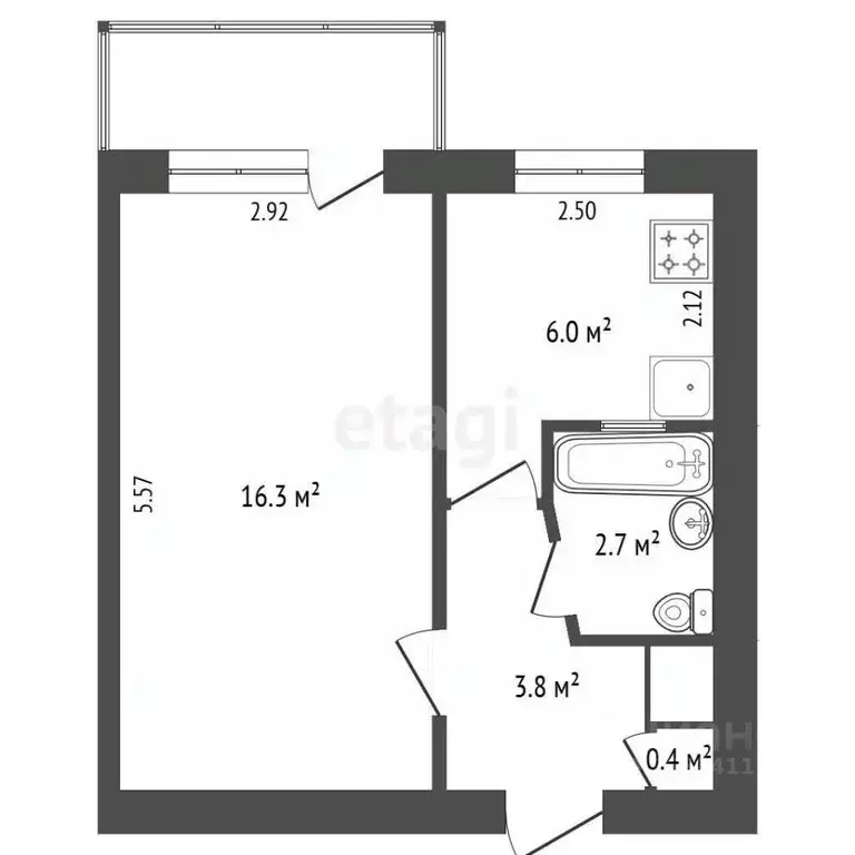 1-к кв. Севастополь просп. Октябрьской Революции, 25 (30.5 м) - Фото 2