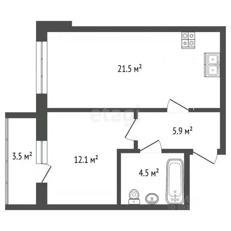 2-к кв. Архангельская область, Архангельск Московский просп., 50к1 ... - Фото 2