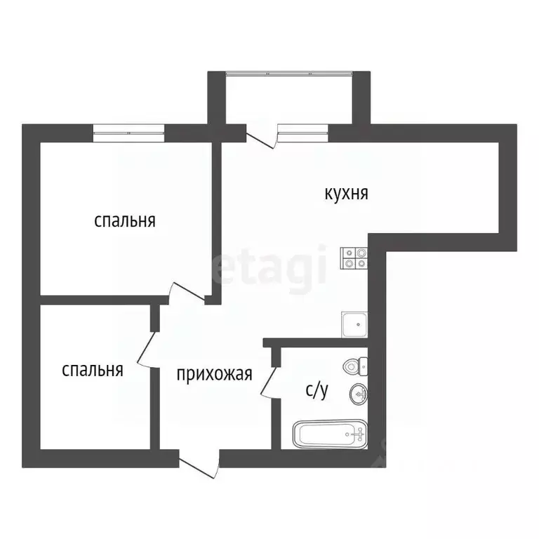 2-к кв. Амурская область, Благовещенск Заводская ул., 4/4 (37.8 м) - Фото 1