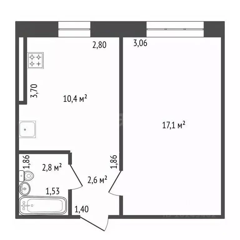 1-к кв. Башкортостан, Уфа ул. 50 лет СССР, 48 (32.9 м) - Фото 2