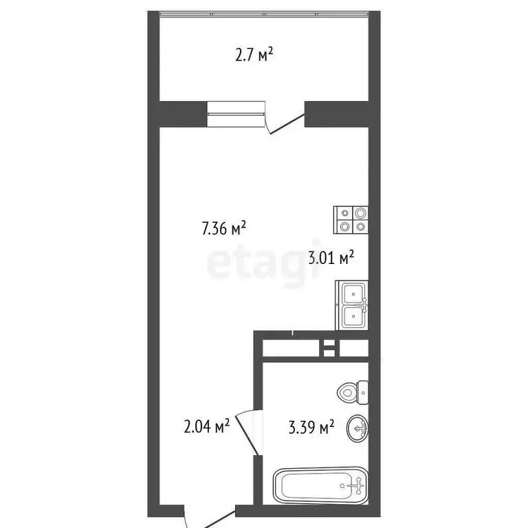 Квартира-студия: Тюмень, Интернациональная улица, 203к2 (15.6 м) - Фото 1