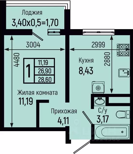 1-к кв. Краснодарский край, Туапсинский муниципальный округ, с. Небуг ... - Фото 0