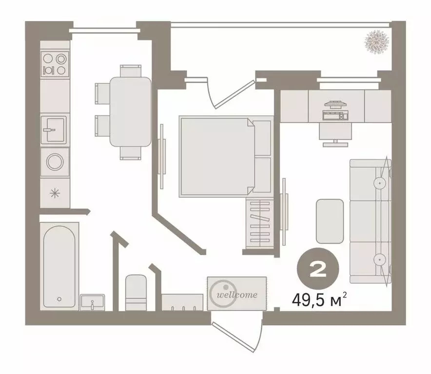 2-комнатная квартира: Тюмень, Станционная улица, 24к1 (49.5 м) - Фото 0