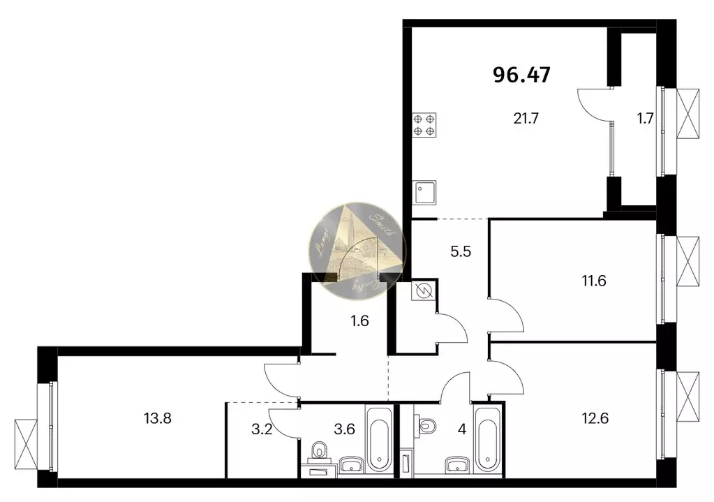 Продаётся 3-к квартира, 96.5 м - Фото 1