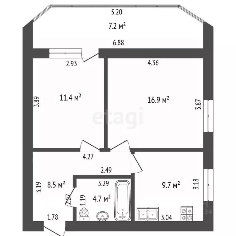 2-к кв. Вологодская область, Череповец Любецкая ул., 7 (51.2 м) - Фото 2