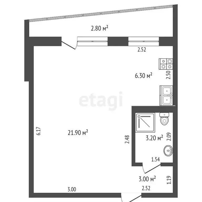 1-комнатная квартира: Петрозаводск, улица Правды, 40А (33.8 м) - Фото 0