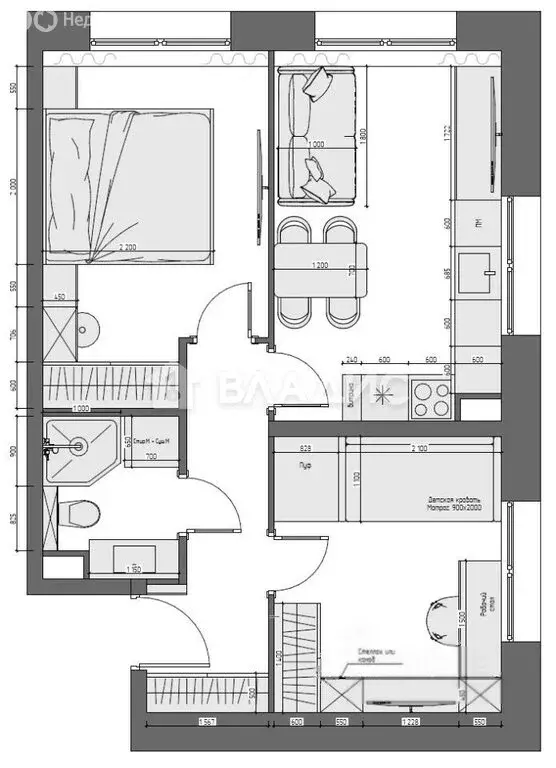 2-комнатная квартира: Санкт-Петербург, Архивная улица, 3к1 (45.8 м) - Фото 1