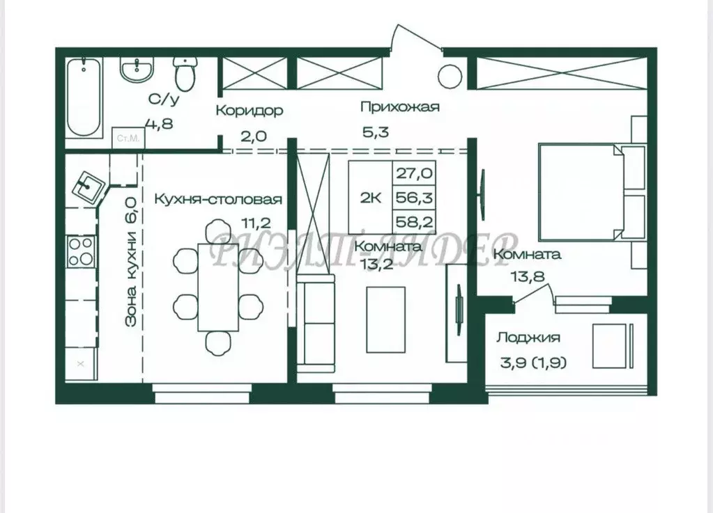 2-к кв. Алтай, Майминский район, с. Майма Алтайская ул., 2к4 (54.5 м) - Фото 2