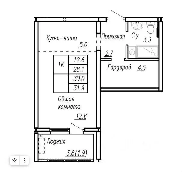 Студия Алтайский край, Барнаул ул. Антона Петрова, 210Б (32.0 м) - Фото 0