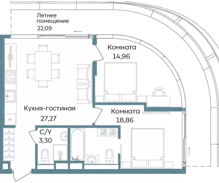 3-комнатная квартира: Республика Крым, Саки, курортный кластер Темпо ... - Фото 0