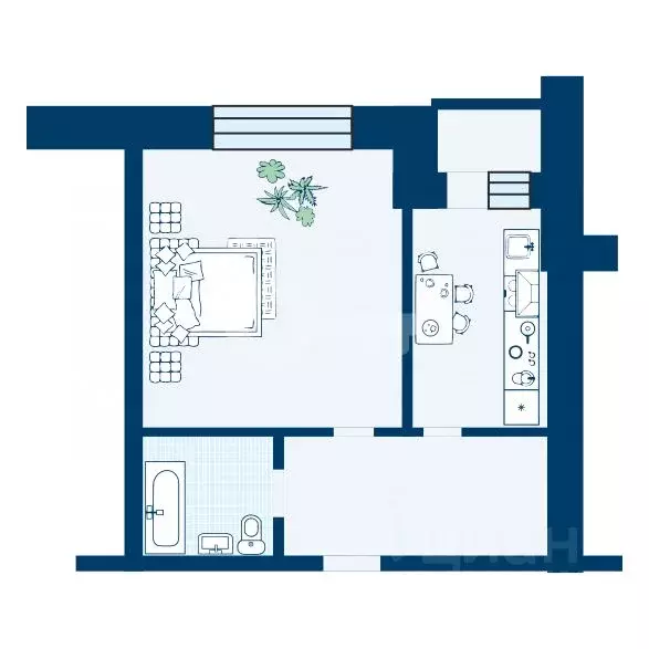 1-к кв. Татарстан, Казань ул. Лукина, 53 (32.6 м) - Фото 1