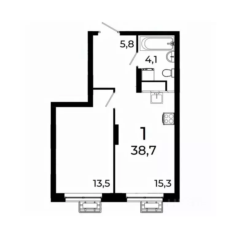 1-к кв. Нижегородская область, Нижний Новгород ул. Коперника, 15 (38.7 ... - Фото 1