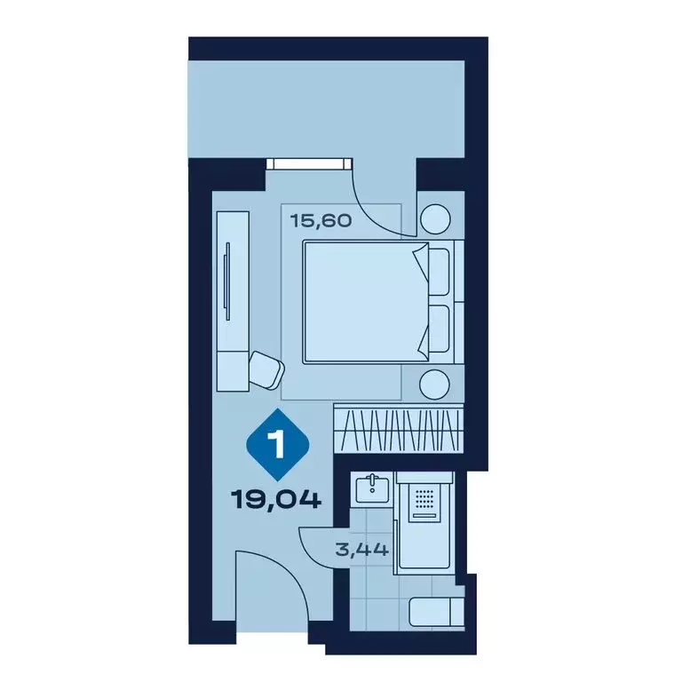 1-комнатная квартира: Челябинская область, Миасс (19.04 м) - Фото 1