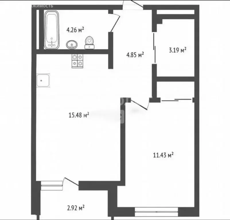 1-комнатная квартира: деревня Дударева, улица Сергея Джанбровского, ... - Фото 1