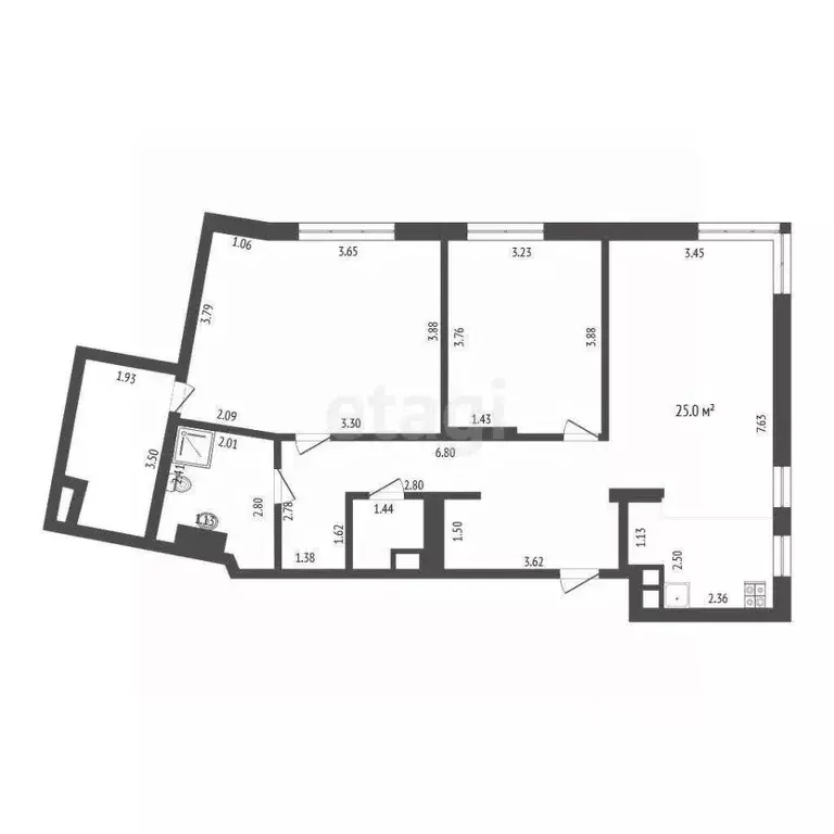 2-к кв. Тюменская область, Тюмень ул. Ю.-Р.Г. Эрвье, 38 (85.4 м) - Фото 2