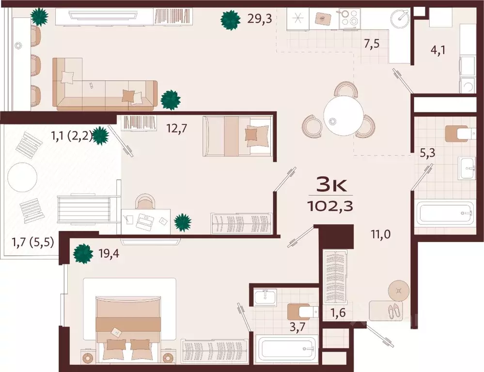 3-к кв. Крым, Ялта ул. Спендиарова, 5 (102.3 м) - Фото 1