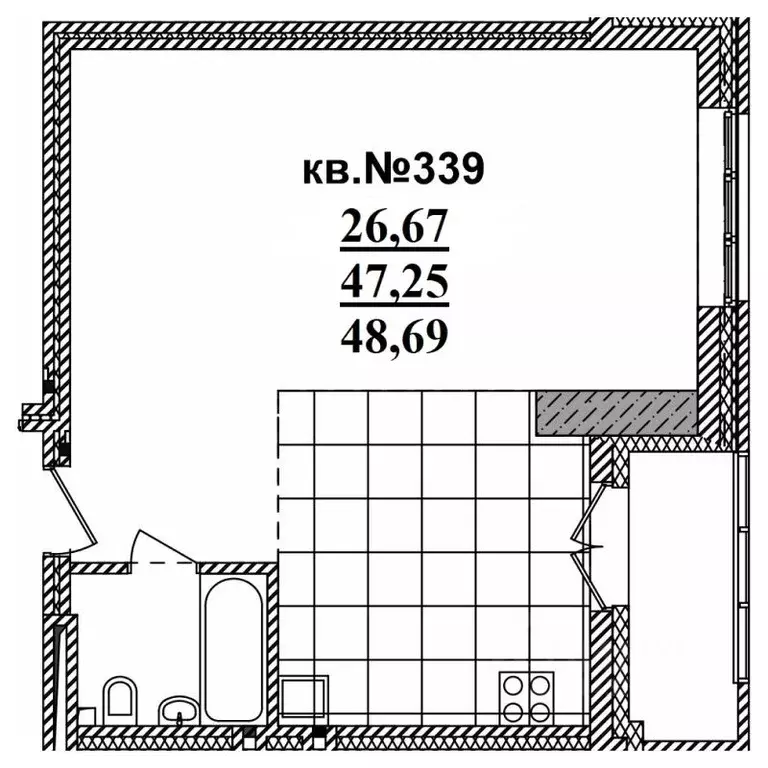 Студия Новосибирская область, Новосибирск Садовая ул., 17 (48.69 м) - Фото 0