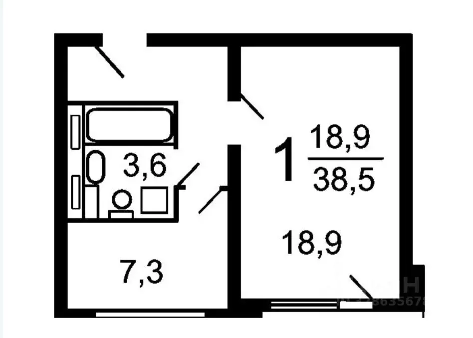 1-к кв. Москва Болотниковская ул., 31К1 (38.0 м) - Фото 1