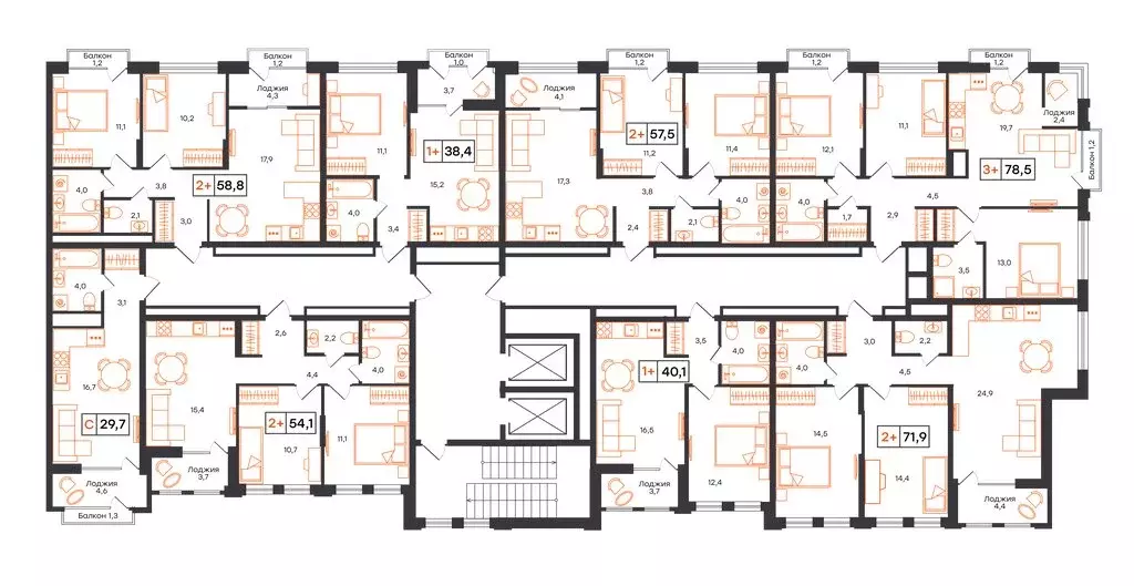 2-комнатная квартира: Тюмень, ЖК UNO (58.8 м) - Фото 2