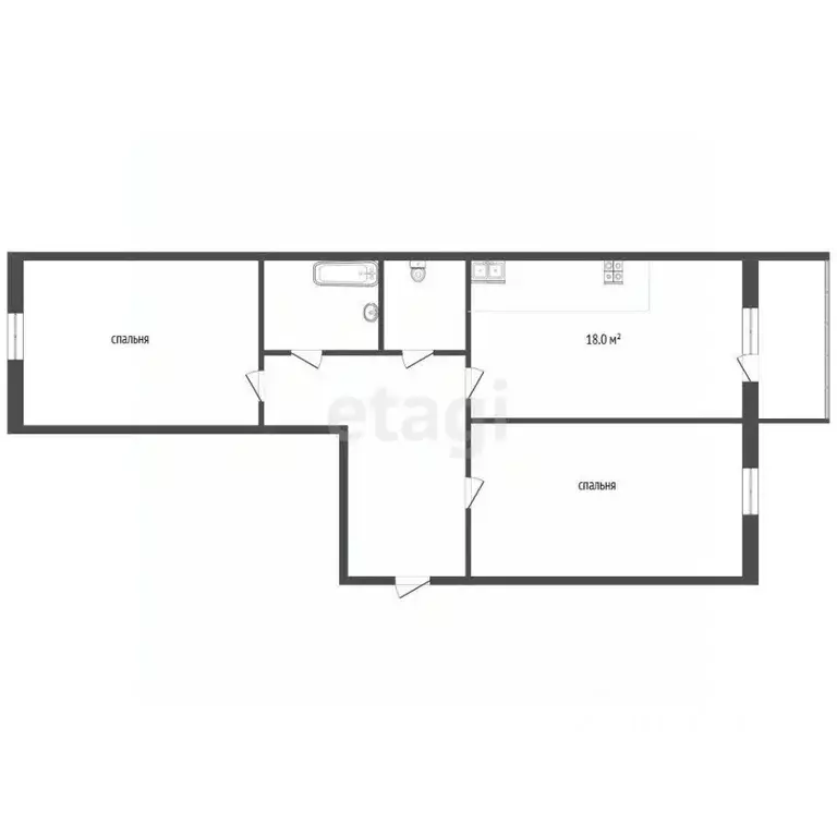 2-к кв. Тюменская область, Тюмень ул. Николая Федорова, 17 (60.8 м) - Фото 2