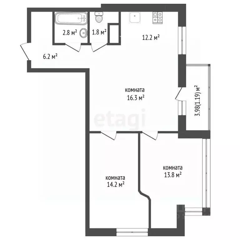3-к кв. Чувашия, Чебоксары ул. Радужная, 16 (67.3 м) - Фото 1
