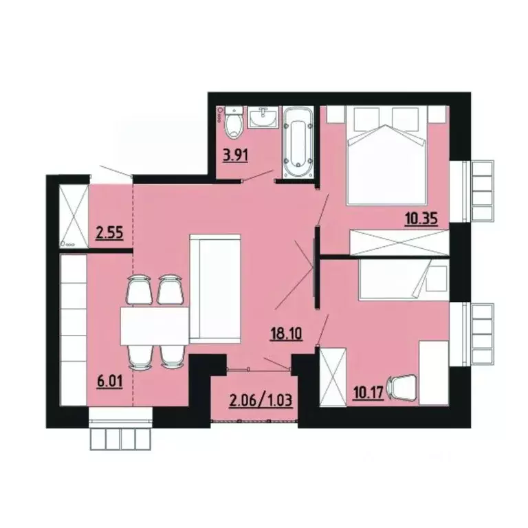 2-к кв. Челябинская область, Южноуральск ул. Строителей, 14 (52.1 м) - Фото 1