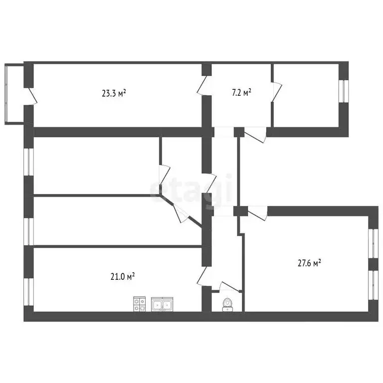 1к в 4-комнатной квартире (38.6 м) - Фото 1
