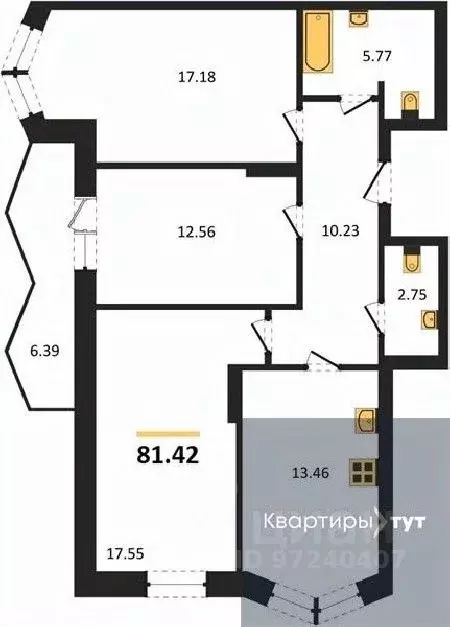 3-к кв. Воронежская область, Воронеж ул. Ворошилова, 10/1 (81.42 м) - Фото 0