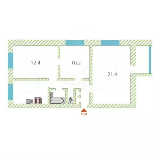 3-к. квартира, 63 м, 8/9 эт. - Фото 0