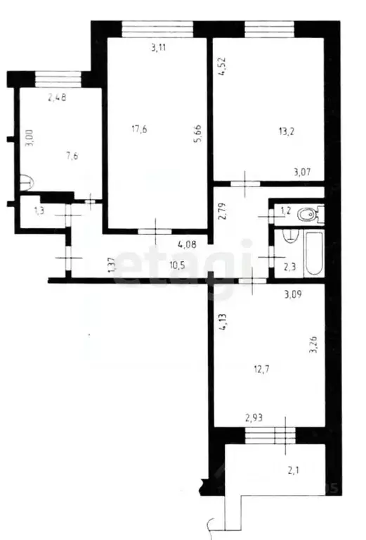 3-к кв. Самарская область, Тольятти ул. Лизы Чайкиной, 56 (67.2 м) - Фото 2