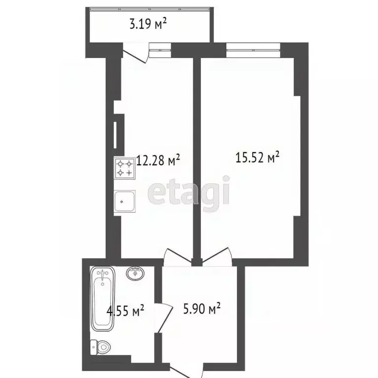 1-к кв. Ростовская область, Ростов-на-Дону ул. Ларина, 45с2 (39.9 м) - Фото 1