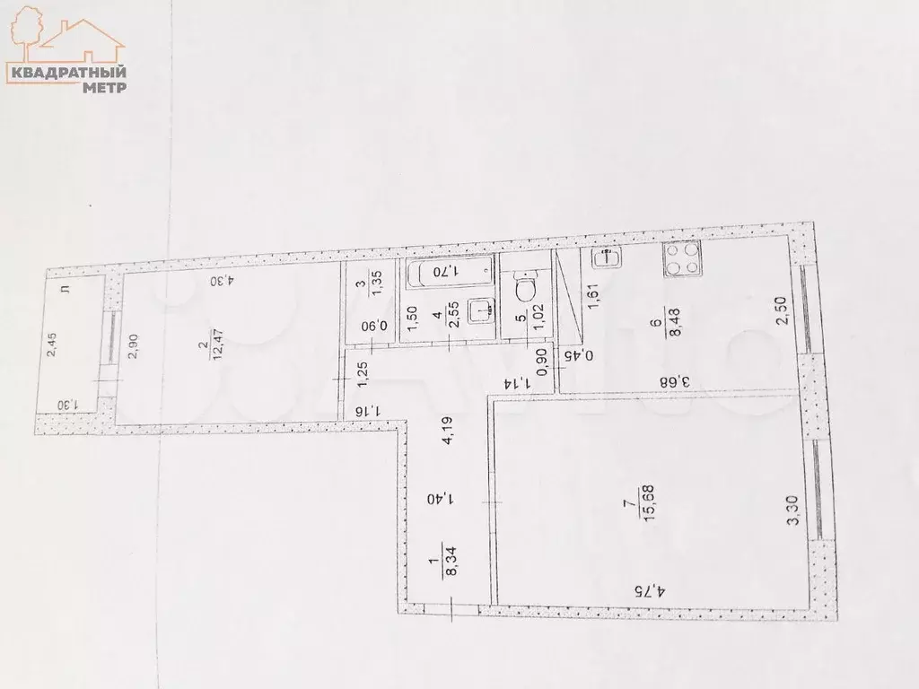 2-к. квартира, 50,3 м, 8/9 эт. - Фото 0