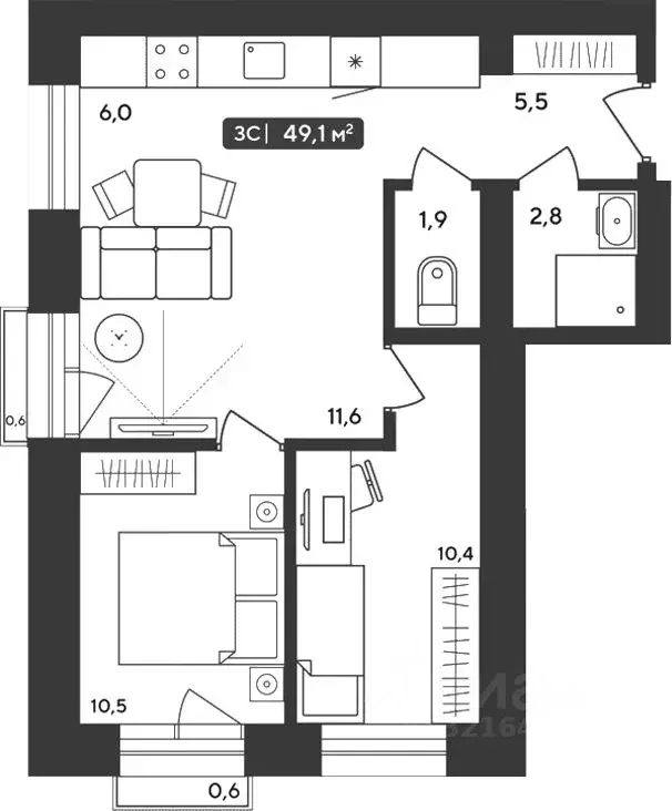 2-к кв. Новосибирская область, Мошковский район, пос. Октябрьский ул. ... - Фото 0