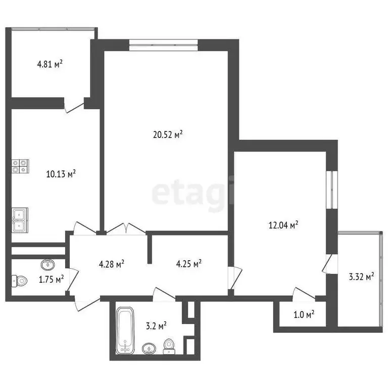 2-комнатная квартира: Анапа, улица Адмирала Пустошкина, 12к3 (65.3 м) - Фото 1