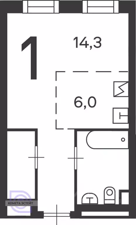Студия Москва Клинская ул., 2Ак7 (33.0 м) - Фото 1