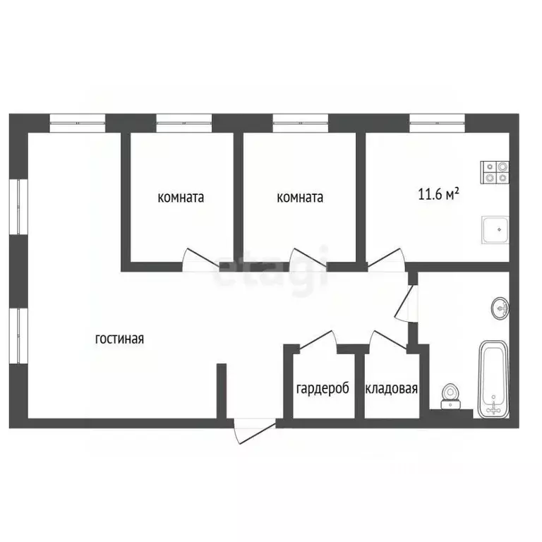 3-к кв. Севастополь ул. Новороссийская, 5 (90.3 м) - Фото 2