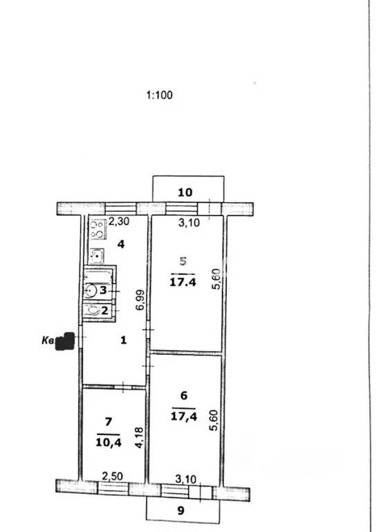 3-к кв. Белгородская область, Белгород ул. Костюкова, 75 (61.7 м) - Фото 2